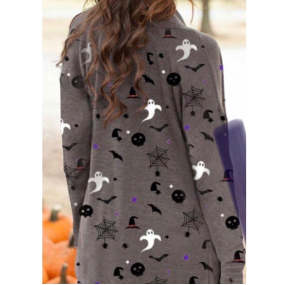 👻HP🦇1 LEFT•Large Halloween Gray/Purple Cardigan - Picture 2 of 8